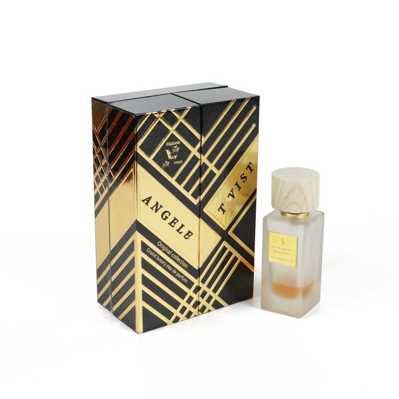 Black Gold Cardboard Hot Stamping Double Door Style - High end Fragrance Packaging Gift Box - Customizable