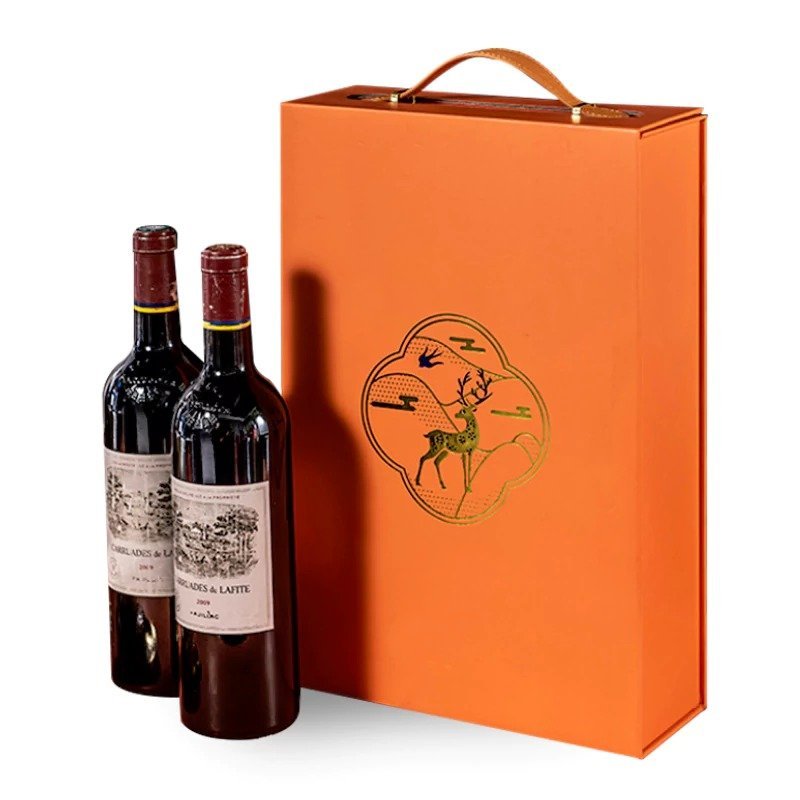 High Quality Cardboard Handheld Double Bottle Wine Gift Box | Crown Win Manufacturer Customizable