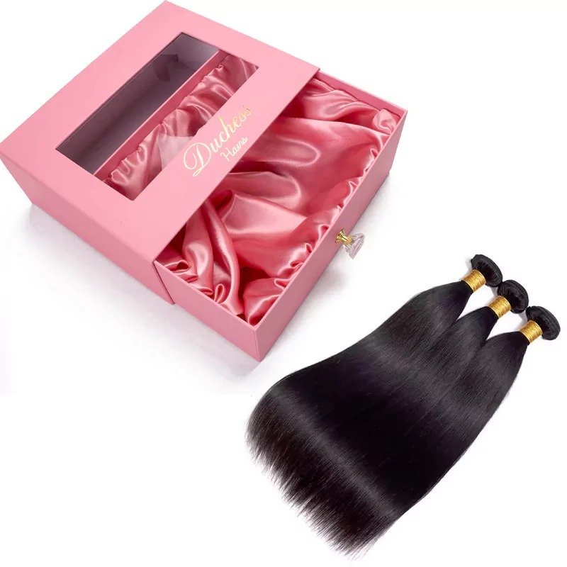 Hot Stamping Logo Wig Paper Packaging Box Custom Women's Hair Drawer Packaging Box with Clear Window | Crown Win Manufacturer