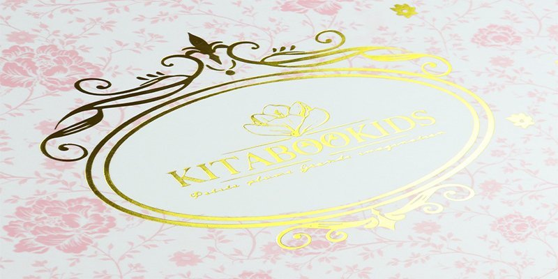 Pink floral patterned custom gift box with gold foil lettering