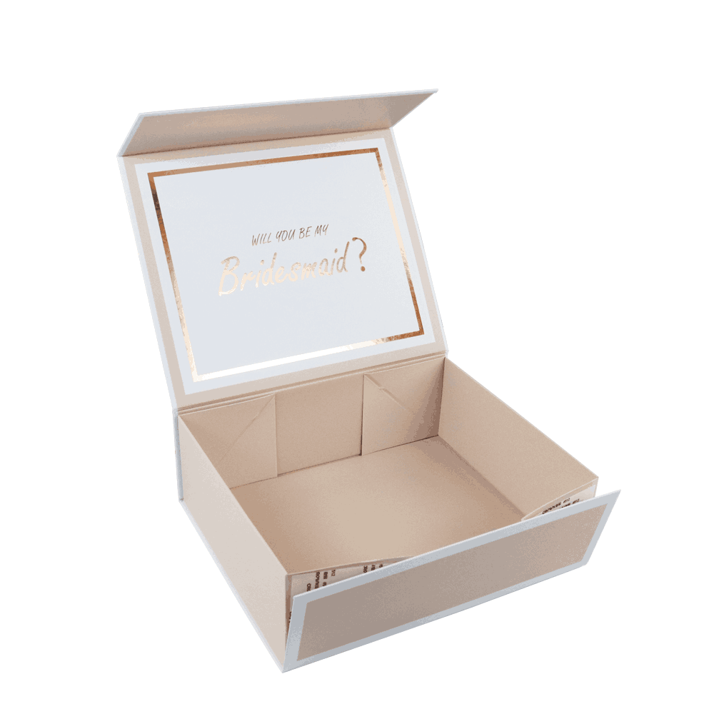 Custom Foldable Bridesmaid Gift Packaging Box with Rose Gold Logo | Crown Win Manufacturer