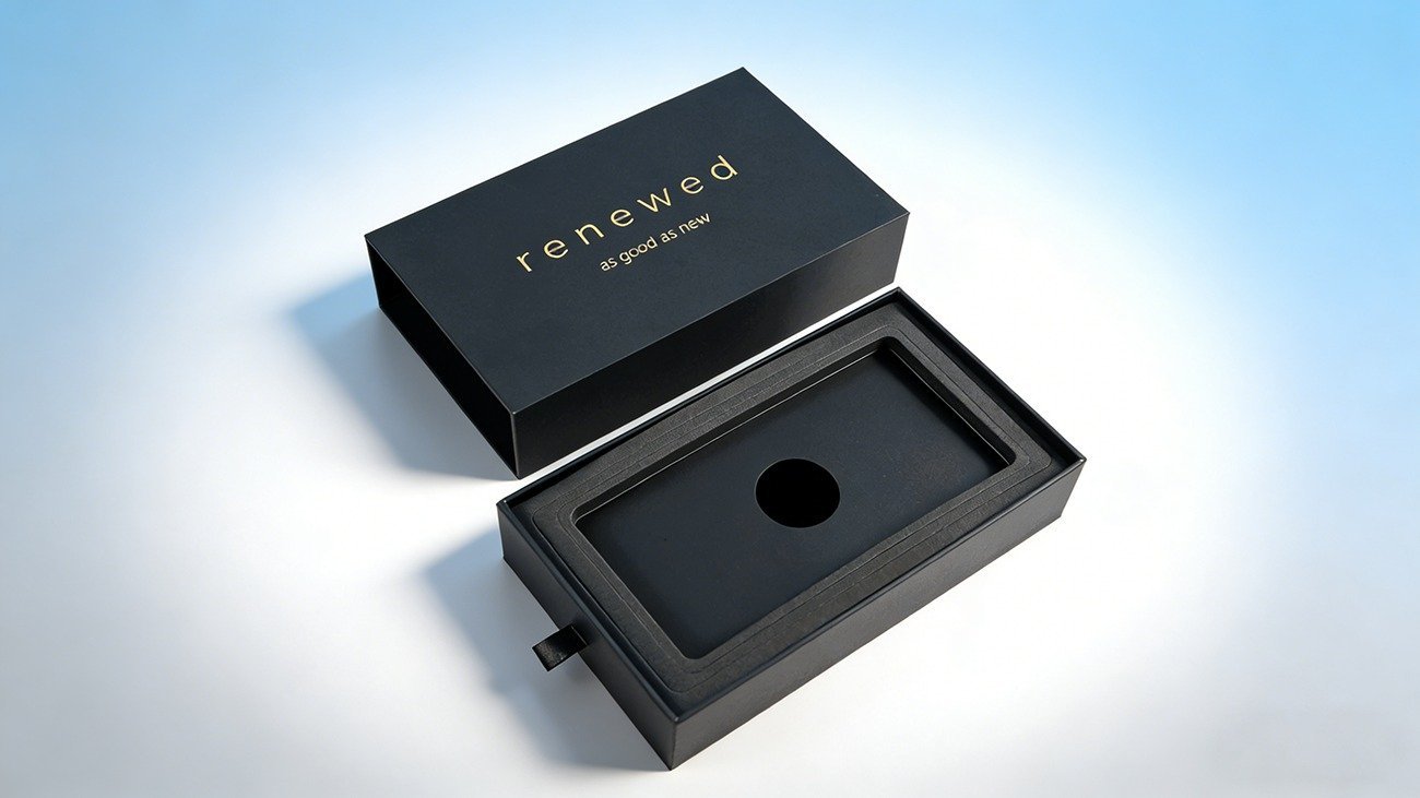 Crown Win high-end drawer style custom hot stamping logo mobile phone packaging box