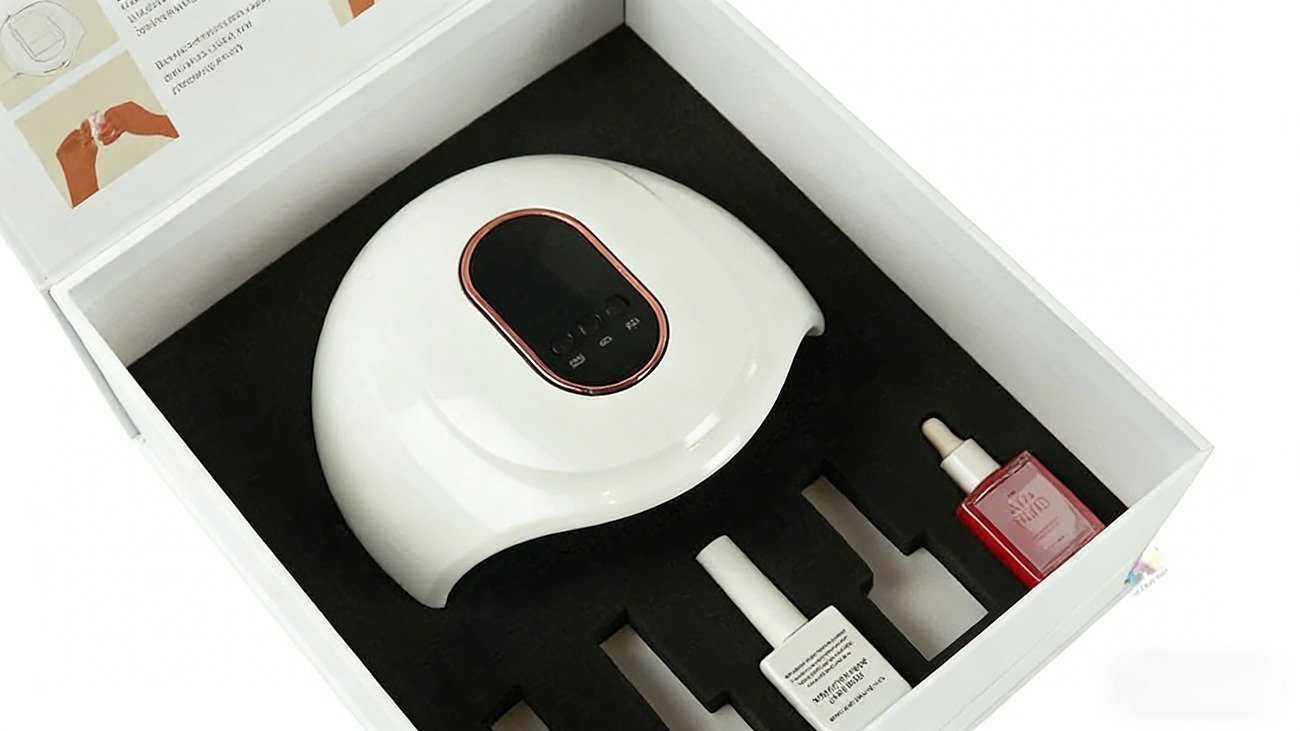 Crown Win custom magnetic UV LED nail lamp packaging box, hot stamping brand logo