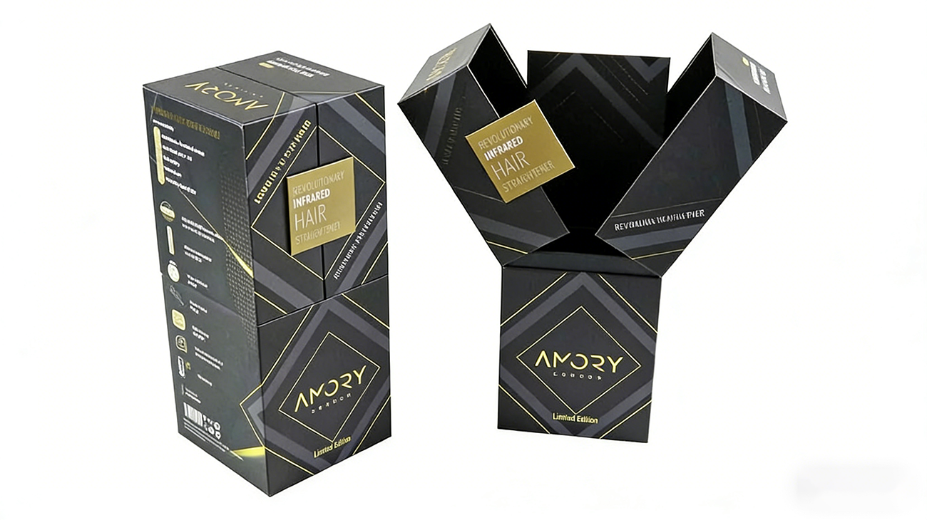 Customized magnetic curling iron packaging box (with vacuum tray) - Crown Win