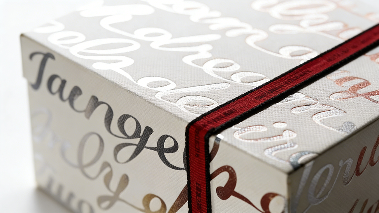 Textured custom paper box with soft velvet lining