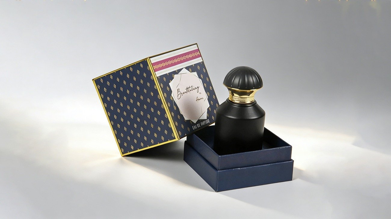 Eco-friendly recyclable gold foil rigid perfume gift box