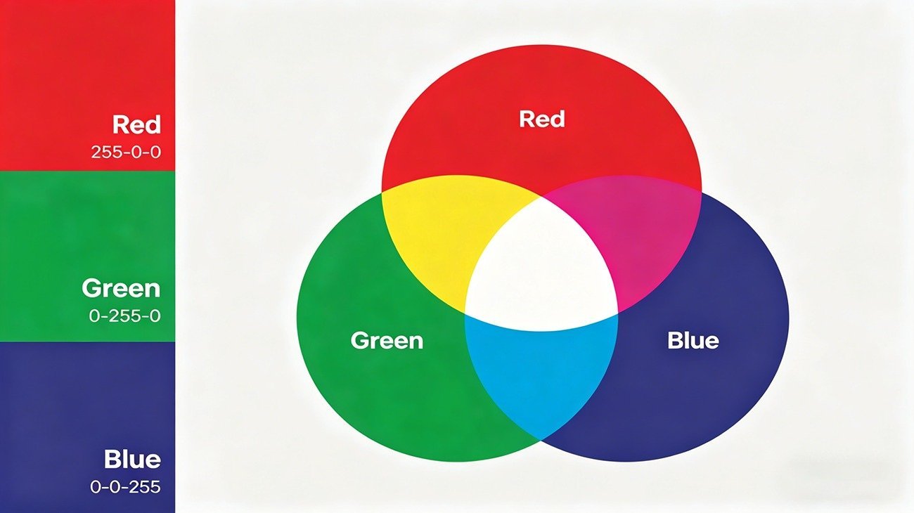 RGB Color Model with Red Green Blue Value Codes for Digital Packaging Design