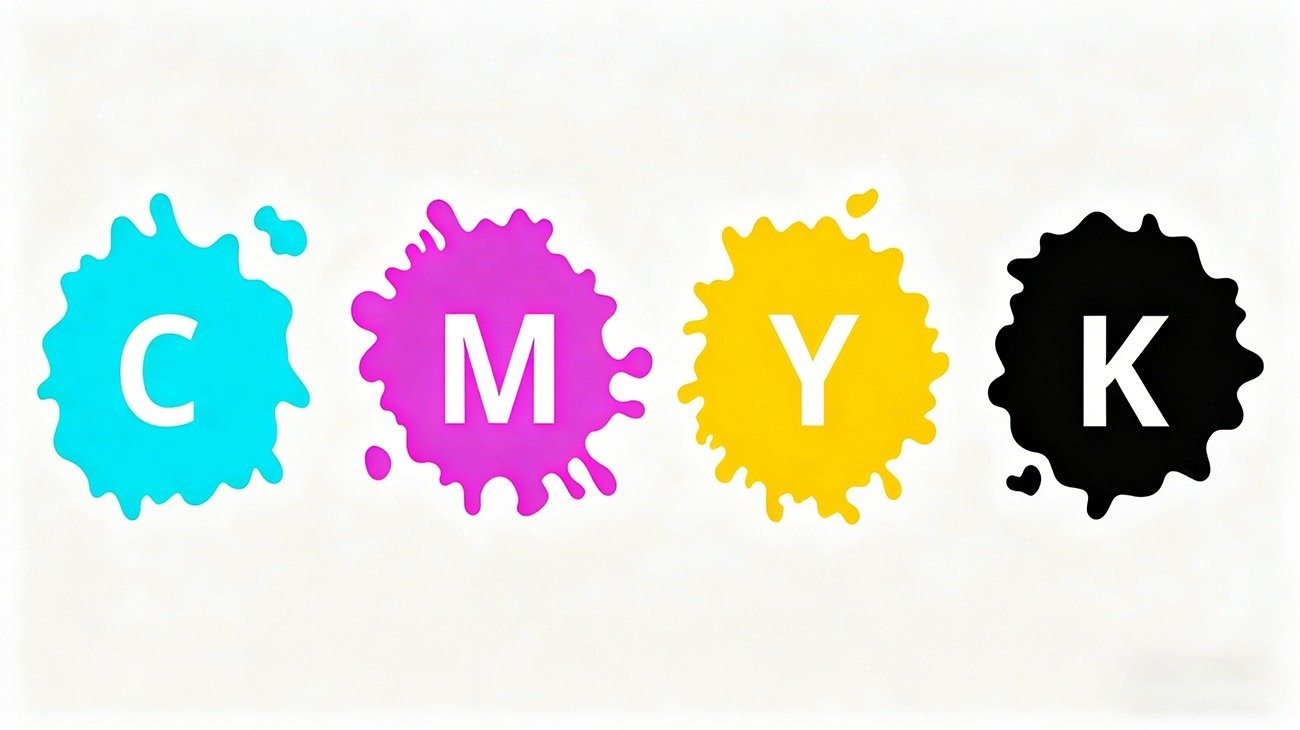 CMYK Ink Splatter Illustration for Packaging 4-Color Process Printing