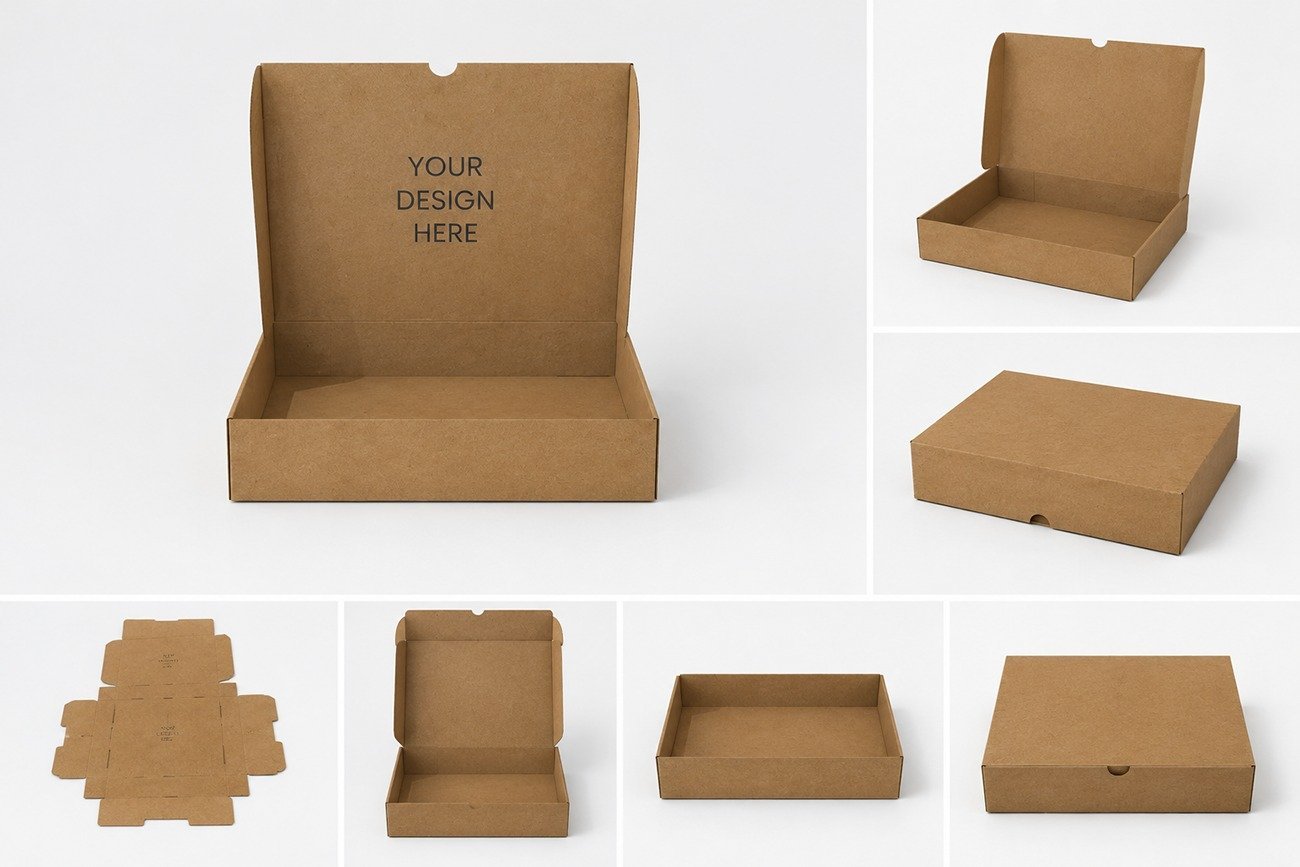 Lock bottom flip box 3D rendering showing assembled and flat states - Crown Win