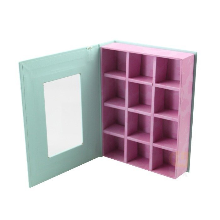 Custom Magnetic Boxes | Rigid Window Gift Box with Removable Grid Dividers for Confectionery, Macaron & Cosmetic Sets