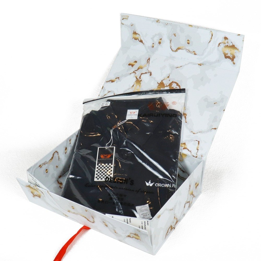 Foldable Magnetic Clothing Gift Box | Marble Printed Apparel Packaging Box