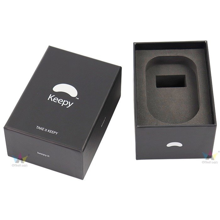 Custom Electronic Product Box, Black Rigid Lid And Base Box With Custom EVA Foam Insert For Small Electronics