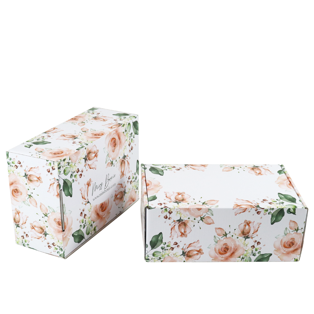 Custom Watercolor Rose Printed Shipping Box, Full‑Color Corrugated Mailing Shipping Box