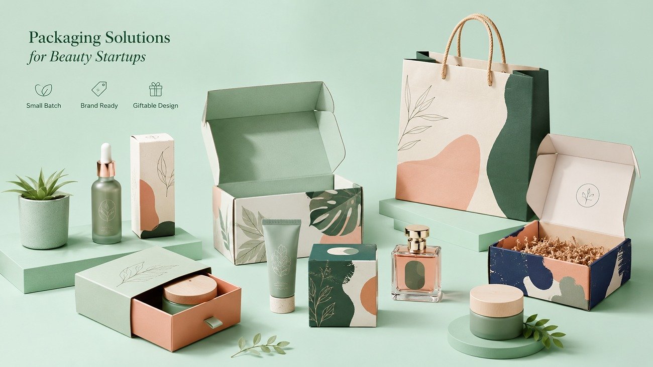 Custom sustainable paper packaging solutions for indie beauty startups, small‑batch cosmetic boxes, gift boxes and shopping bags by Crown Win Box Manufacturer