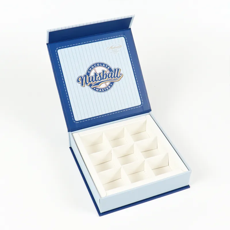 Custom Magnetic Rigid Food Chocolate Box, Divided Insert Chocolate Gift Box For Luxury Chocolate Packaging