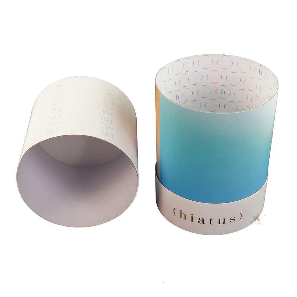 Custom Printed Paper Round Box, Luxury Cylinder Round Gift Box For Skincare Cosmetic Packaging