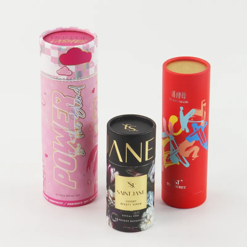 Custom Paper Tube Round Box, Recyclable Cylinder Round Box for Cosmetic & Makeup Brush Packaging